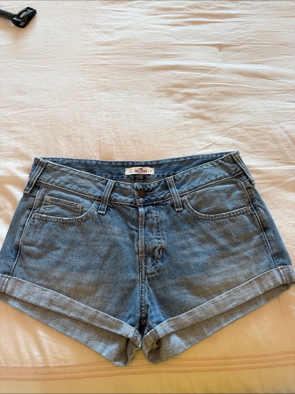 Hollister Light Blue Rolled Hem Denim Shorts